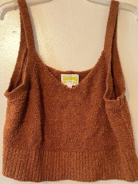 Yummy Brown Plush Scoop Neck Tank Top for Women